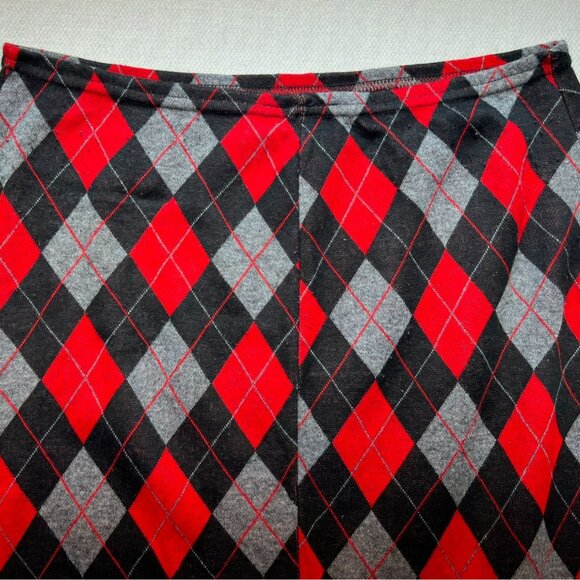 Kristin Nicole Womens A-Line Midi Skirt Large Red Argyle Knit Retro Classic Y2K - Picture 10 of 11